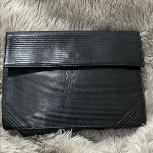 Yves Saint Laurent Textured Black Laptop Bag